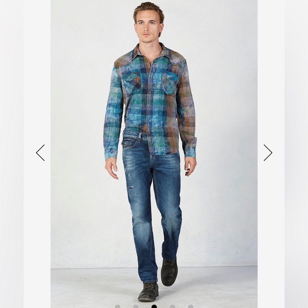 TRUE RELIGION Western Plaid MENS Shirt Ace Size XXL BRAND NEW